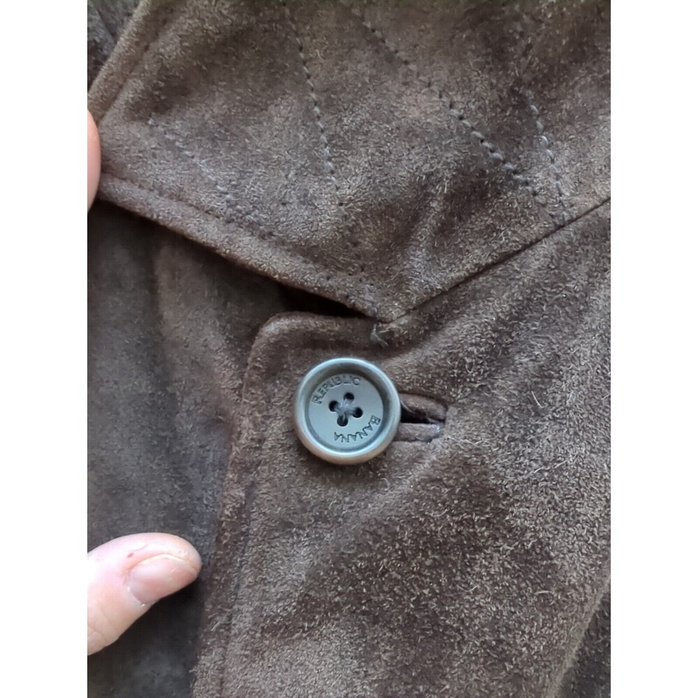 Banana Republic Sz XL Men's Vintage Brown Suede Leather Jacket Shacket Lined EUC - Picture 7 of 15